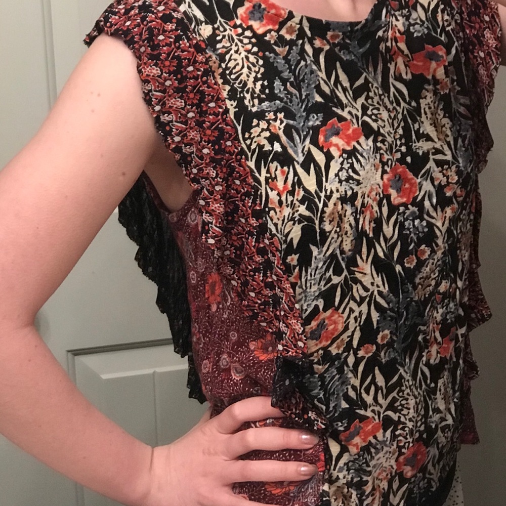 Lucky Brand Floral Ruffle Button Back Tank - Picture 5 of 7